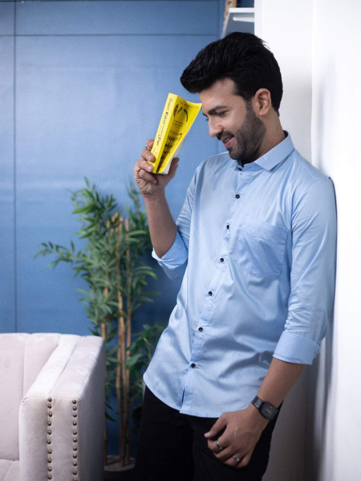 Plain Sky Blue Satin Men's Shirt | Versatile and Stylish | Premium Shirts | Luxury Cotton & Designer Styles| Tavasaa | [2025]