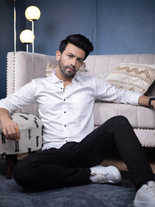 Plain White Satin Men's Shirt | Versatile and Stylish | Premium Shirts | Luxury Cotton & Designer Styles| Tavasaa | [2025]