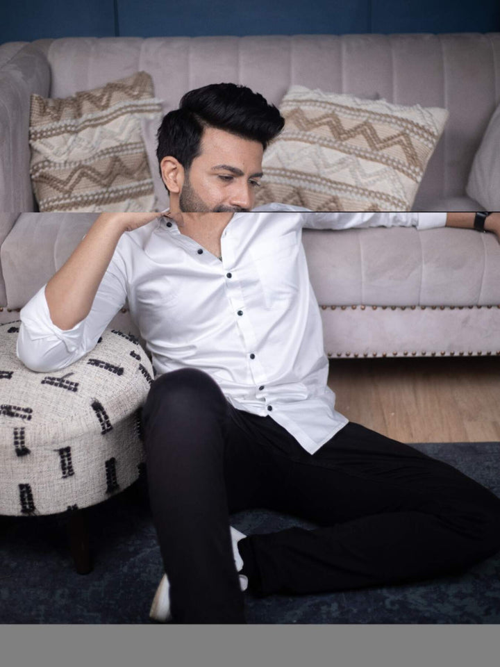Plain White Satin Men's Shirt | Versatile and Stylish | Premium Shirts | Luxury Cotton & Designer Styles| Tavasaa | [2025]