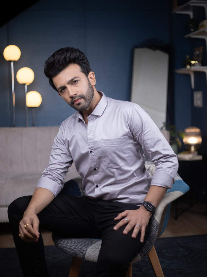 Plain Light Grey Satin Men's Shirt | Versatile and Stylish | Premium Shirts | Luxury Cotton & Designer Styles| Tavasaa | [2025]
