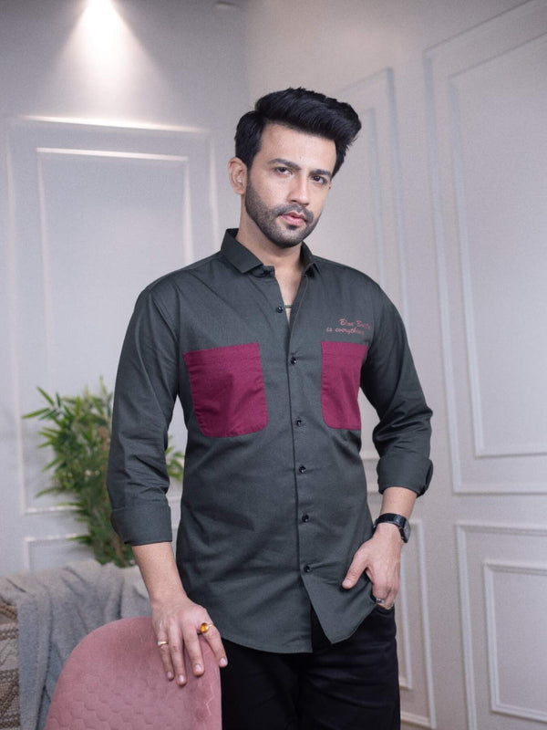 Men's Green Cotton Over Shirt - Fashionable Regular Fit with Double Pockets | Premium Shirts | Luxury Cotton & Designer Styles| Tavasaa | [2025]