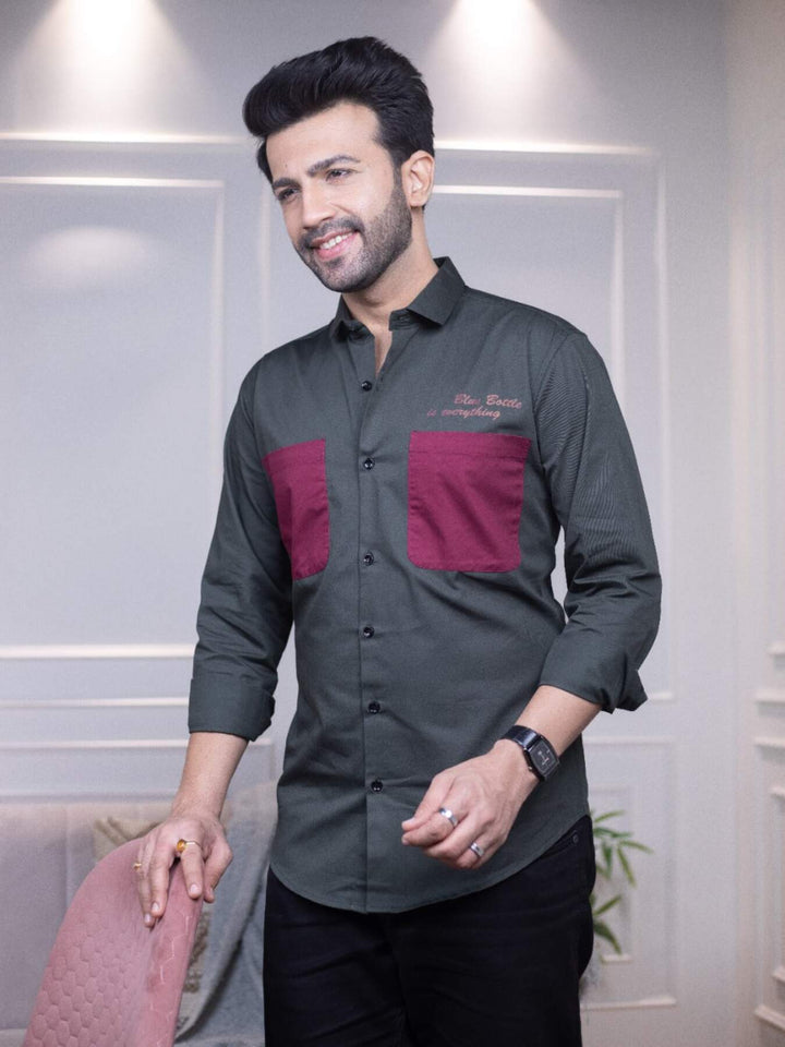 Men's Green Cotton Over Shirt - Fashionable Regular Fit with Double Pockets | Premium Shirts | Luxury Cotton & Designer Styles| Tavasaa | [2025]