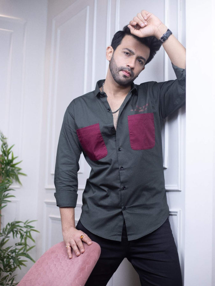 Men's Green Cotton Over Shirt - Fashionable Regular Fit with Double Pockets | Premium Shirts | Luxury Cotton & Designer Styles| Tavasaa | [2025]