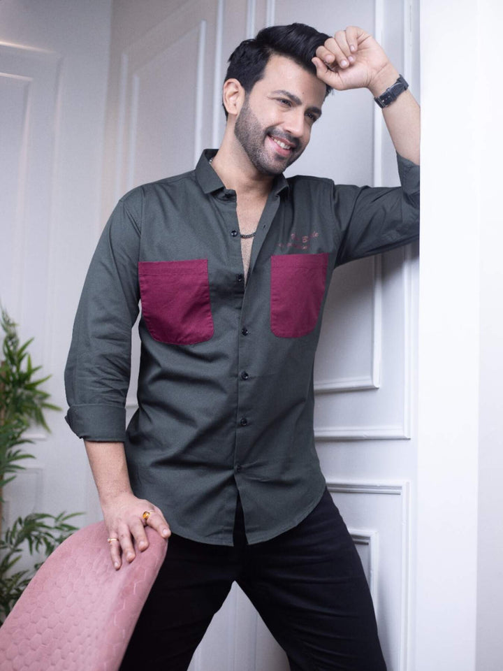 Men's Green Cotton Over Shirt - Fashionable Regular Fit with Double Pockets | Premium Shirts | Luxury Cotton & Designer Styles| Tavasaa | [2025]