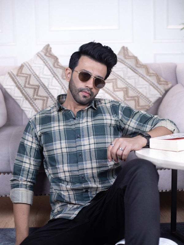 Green Checks Cotton Shirt for Men | Classic Style & Comfort | Premium Shirts | Luxury Cotton & Designer Styles| Tavasaa | [2025]