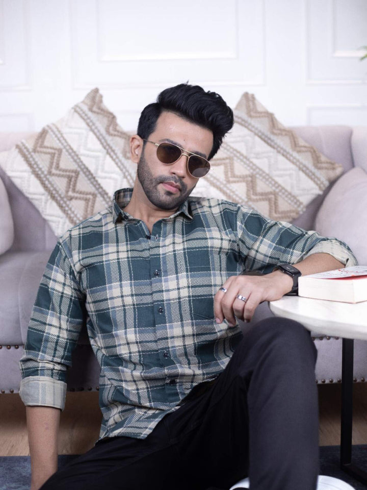 Green Checks Cotton Shirt for Men | Classic Style & Comfort | Premium Shirts | Luxury Cotton & Designer Styles| Tavasaa | [2025]