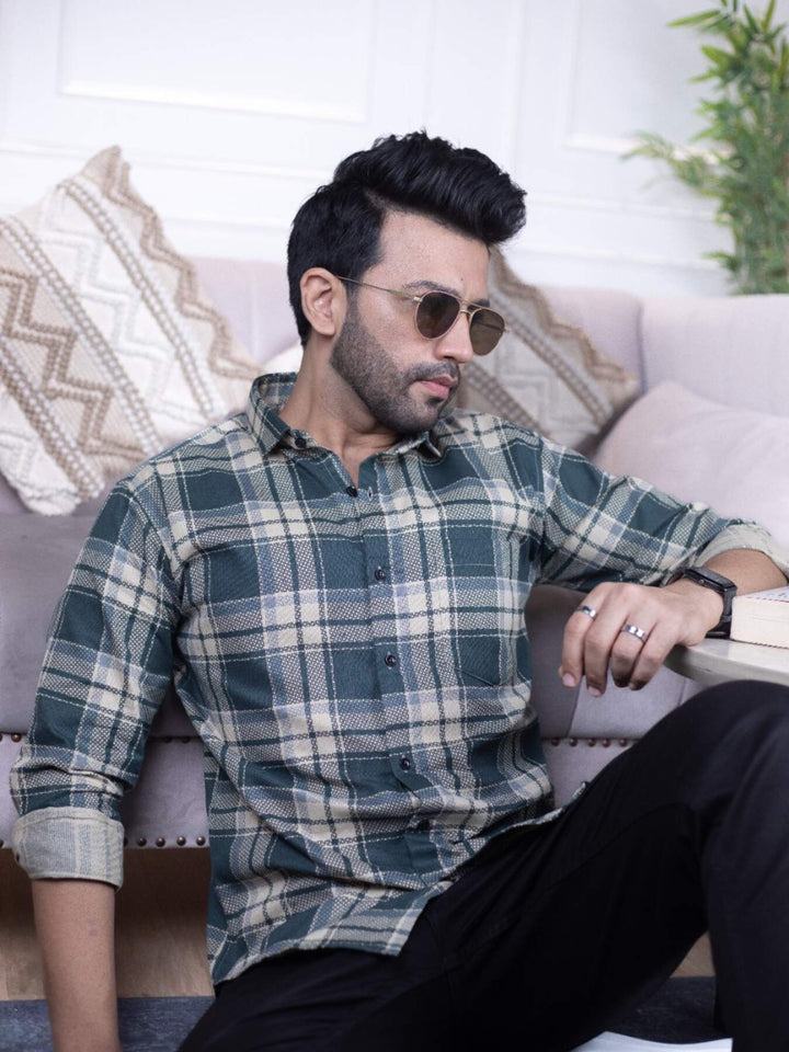 Green Checks Cotton Shirt for Men | Classic Style & Comfort | Premium Shirts | Luxury Cotton & Designer Styles| Tavasaa | [2025]