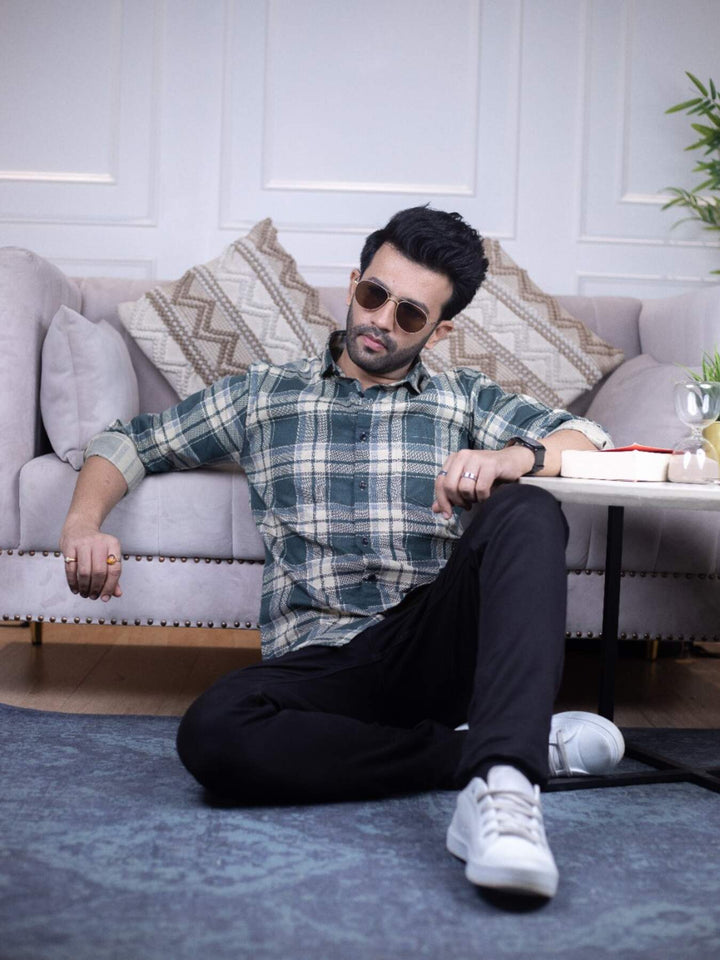 Green Checks Cotton Shirt for Men | Classic Style & Comfort | Premium Shirts | Luxury Cotton & Designer Styles| Tavasaa | [2025]