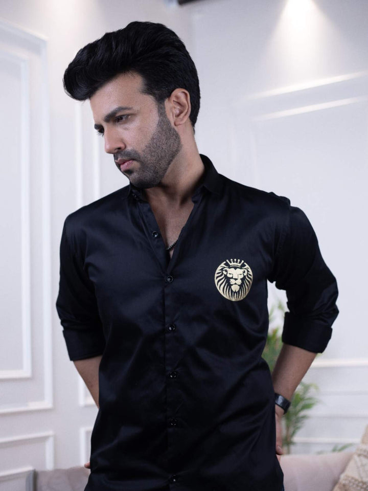 Majestic Lion Print Designer Black Shirt for Men | Premium Shirts | Luxury Cotton & Designer Styles| Tavasaa | [2025]