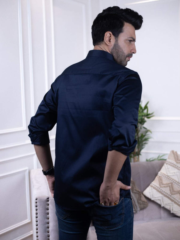 Majestic Lion Print Designer Navy Blue Shirt for Men | Premium Shirts | Luxury Cotton & Designer Styles| Tavasaa | [2025]